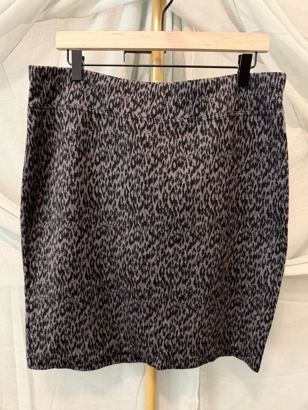 Style & Co Black & Gray Leopard Print Mini Skirt
